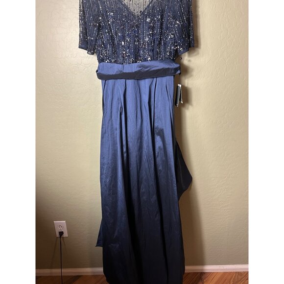 NWT Adrianna Papell Women's Beaded MESH and Taffeta Gown, Navy, 8 - Picture 3 of 6